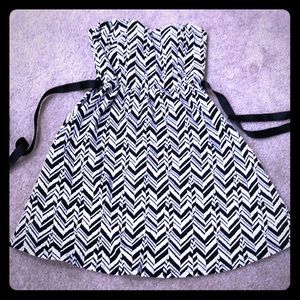 Strapless black and white cocktail dress